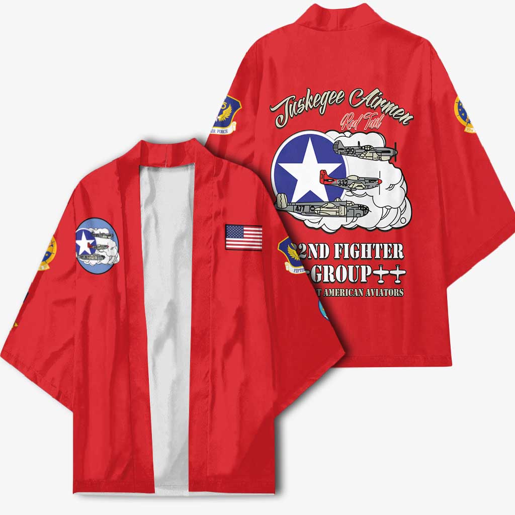 Tuskegee Airmen WWII Heroes Kimono The Great American Aviators Red Art - Wonder Print Shop