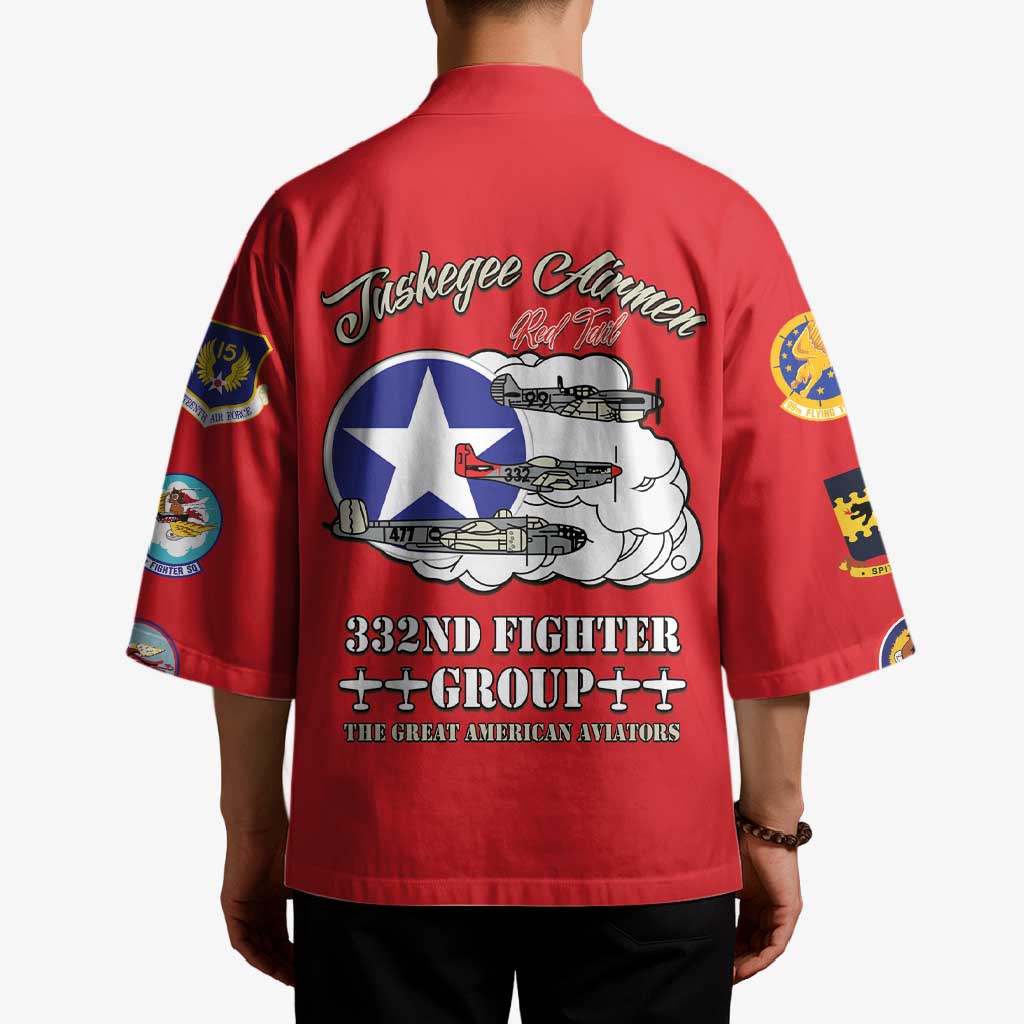 Tuskegee Airmen WWII Heroes Kimono The Great American Aviators Red Art - Wonder Print Shop