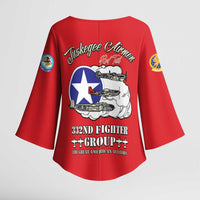 Tuskegee Airmen WWII Heroes Kimono Sleeve Blouse The Great American Aviators Red Art - Wonder Print Shop