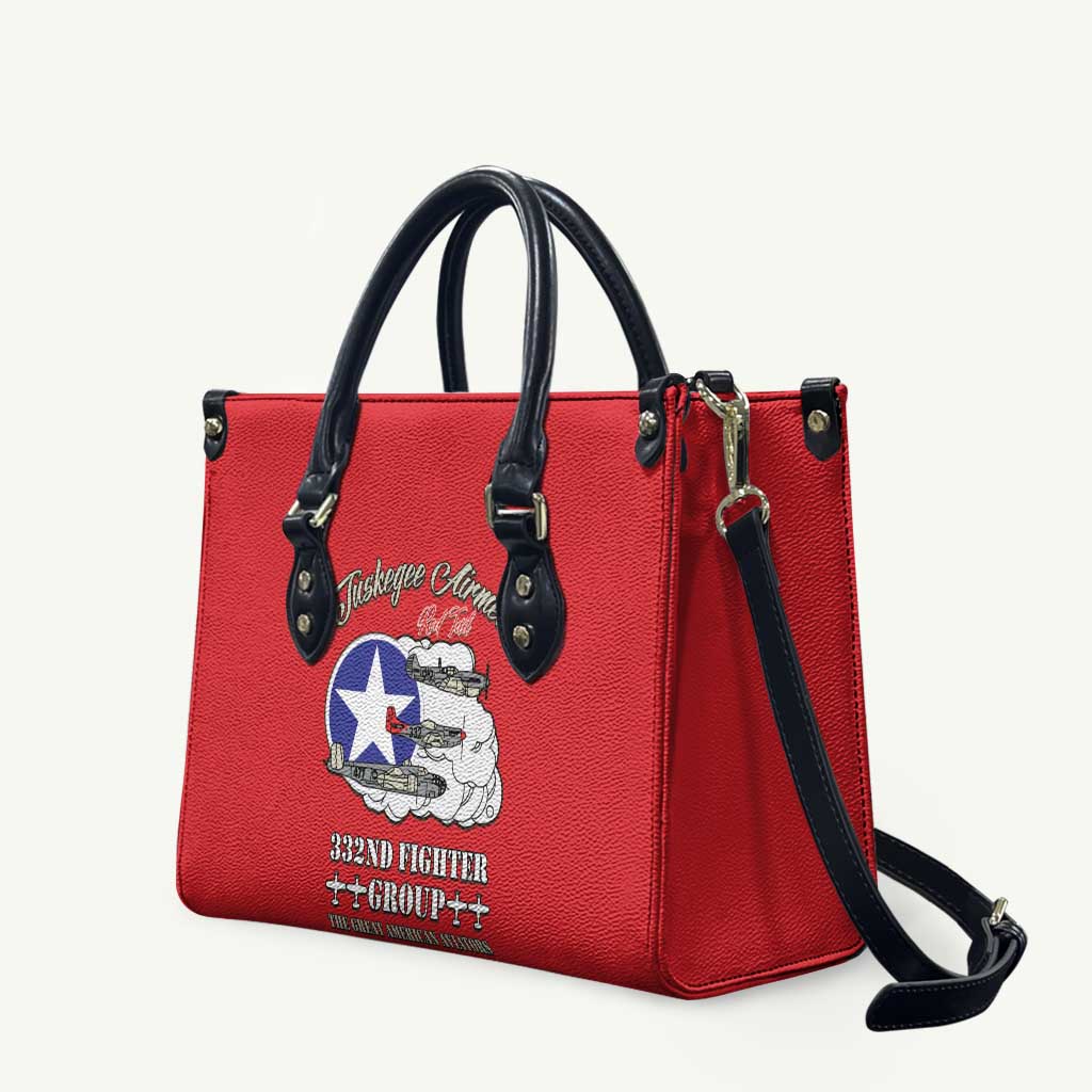 Tuskegee Airmen WWII Heroes Leather Bag The Great American Aviators Red Art - Wonder Print Shop