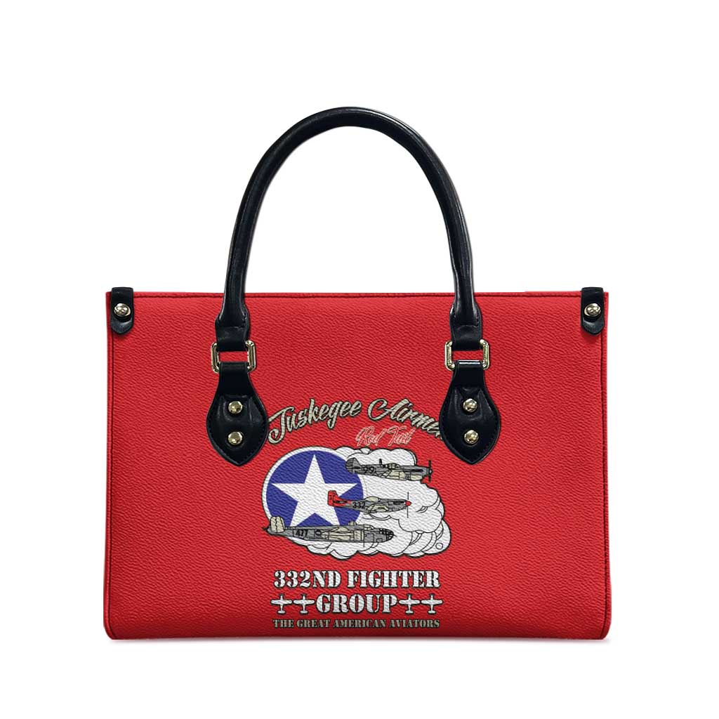 Tuskegee Airmen WWII Heroes Leather Bag The Great American Aviators Red Art - Wonder Print Shop