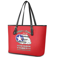 Tuskegee Airmen WWII Heroes Leather Tote Bag The Great American Aviators Red Art - Wonder Print Shop