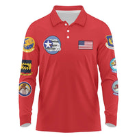 Tuskegee Airmen WWII Heroes Long Sleeve Polo Shirt The Great American Aviators Red Art - Wonder Print Shop