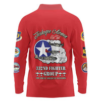 Tuskegee Airmen WWII Heroes Long Sleeve Polo Shirt The Great American Aviators Red Art - Wonder Print Shop