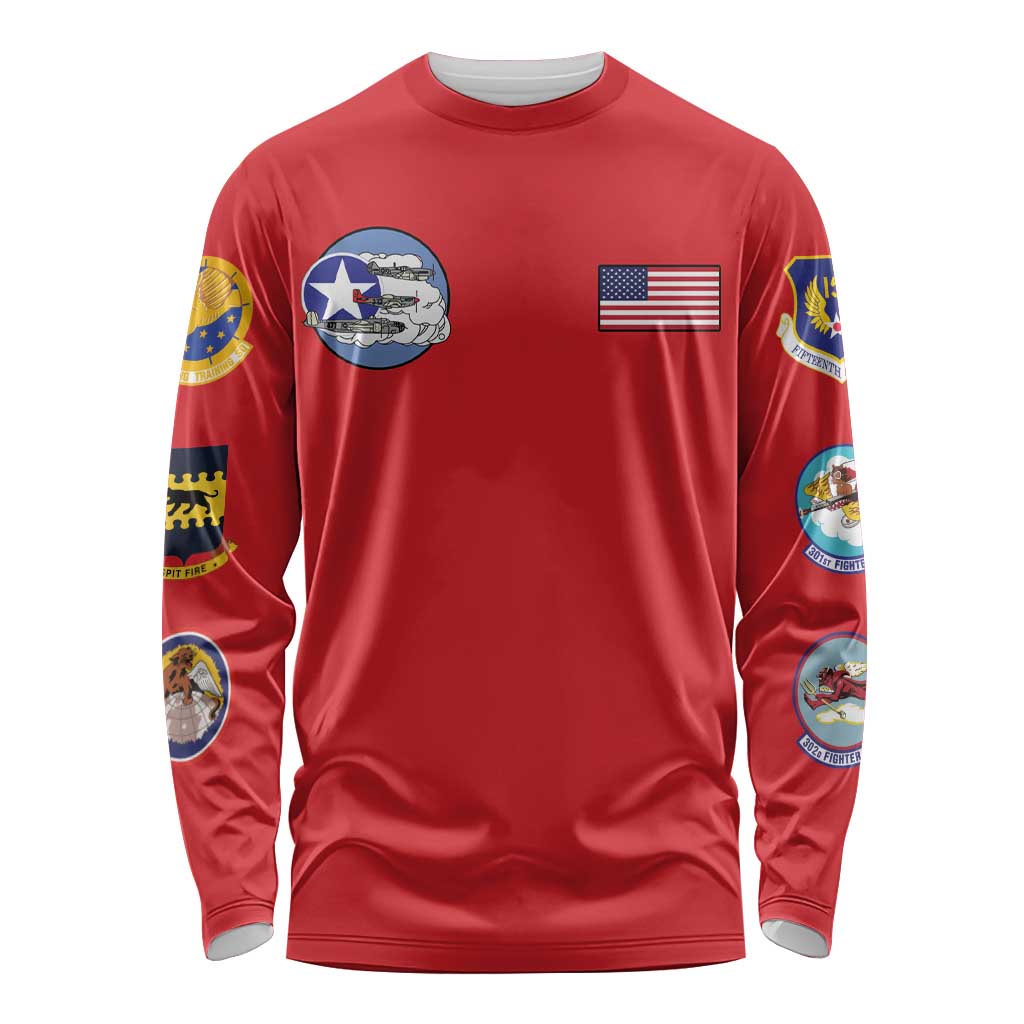 Tuskegee Airmen WWII Heroes Long Sleeve Shirt The Great American Aviators Red Art - Wonder Print Shop