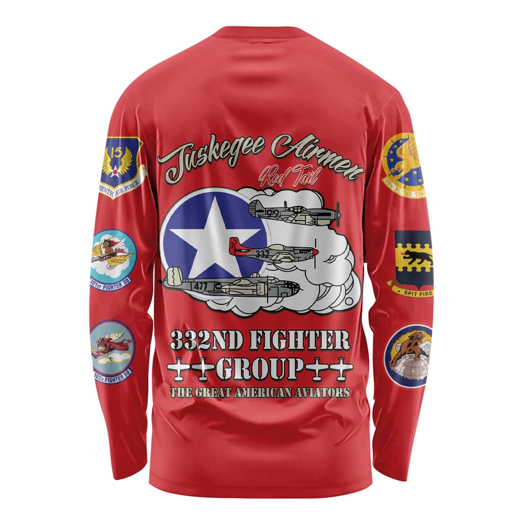 Tuskegee Airmen WWII Heroes Long Sleeve Shirt The Great American Aviators Red Art - Wonder Print Shop