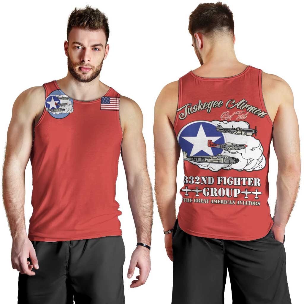 Tuskegee Airmen WWII Heroes Men Tank Top The Great American Aviators Red Art - Wonder Print Shop