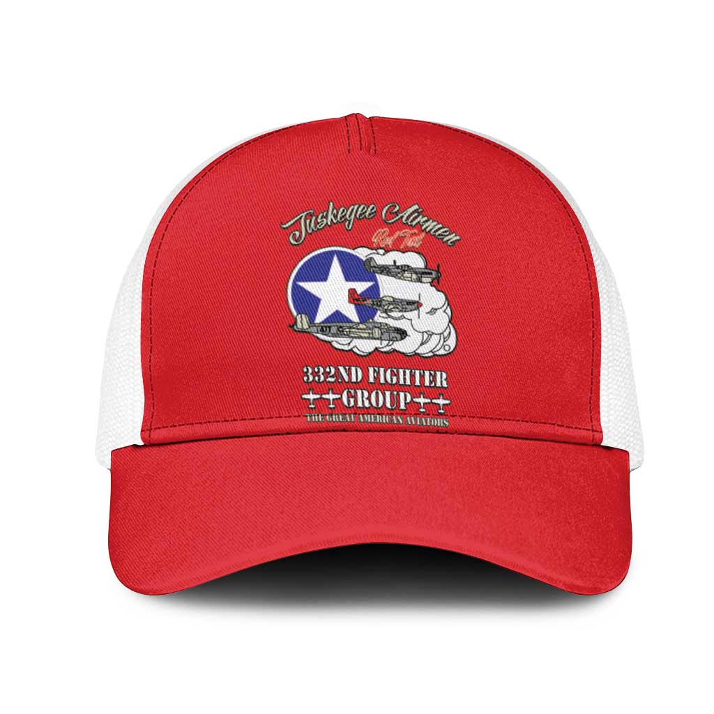 Tuskegee Airmen WWII Heroes Mesh Trucker Cap The Great American Aviators Red Art - Wonder Print Shop