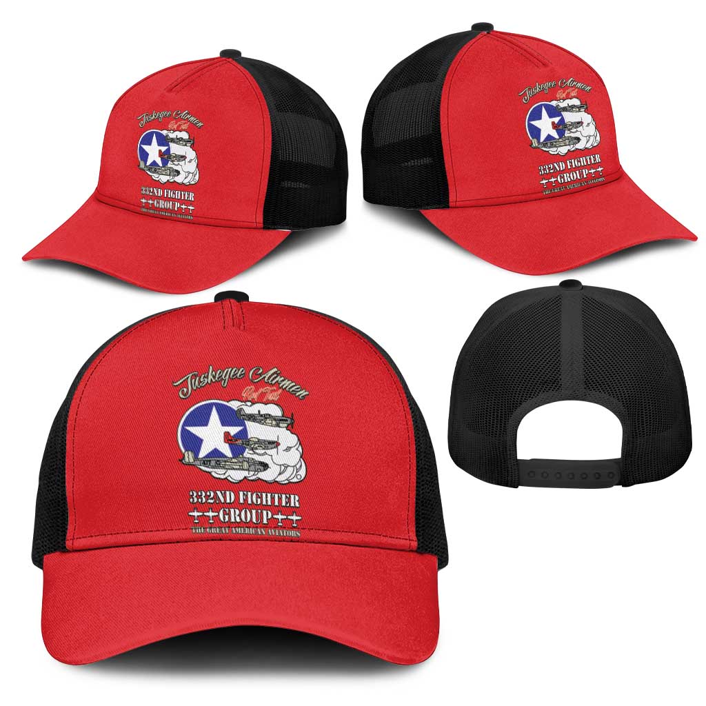 Tuskegee Airmen WWII Heroes Mesh Trucker Cap The Great American Aviators Red Art - Wonder Print Shop