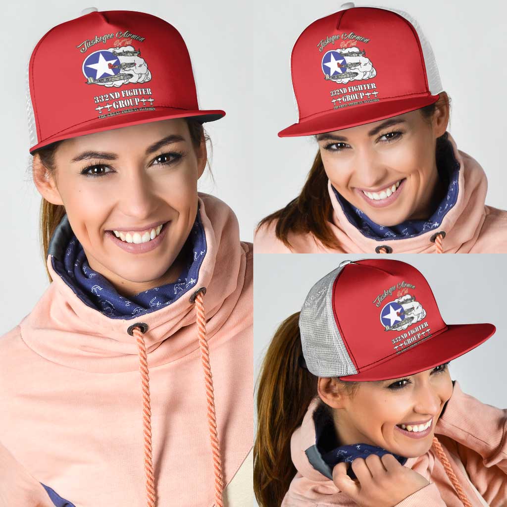 Tuskegee Airmen WWII Heroes Mesh Trucker Cap The Great American Aviators Red Art - Wonder Print Shop