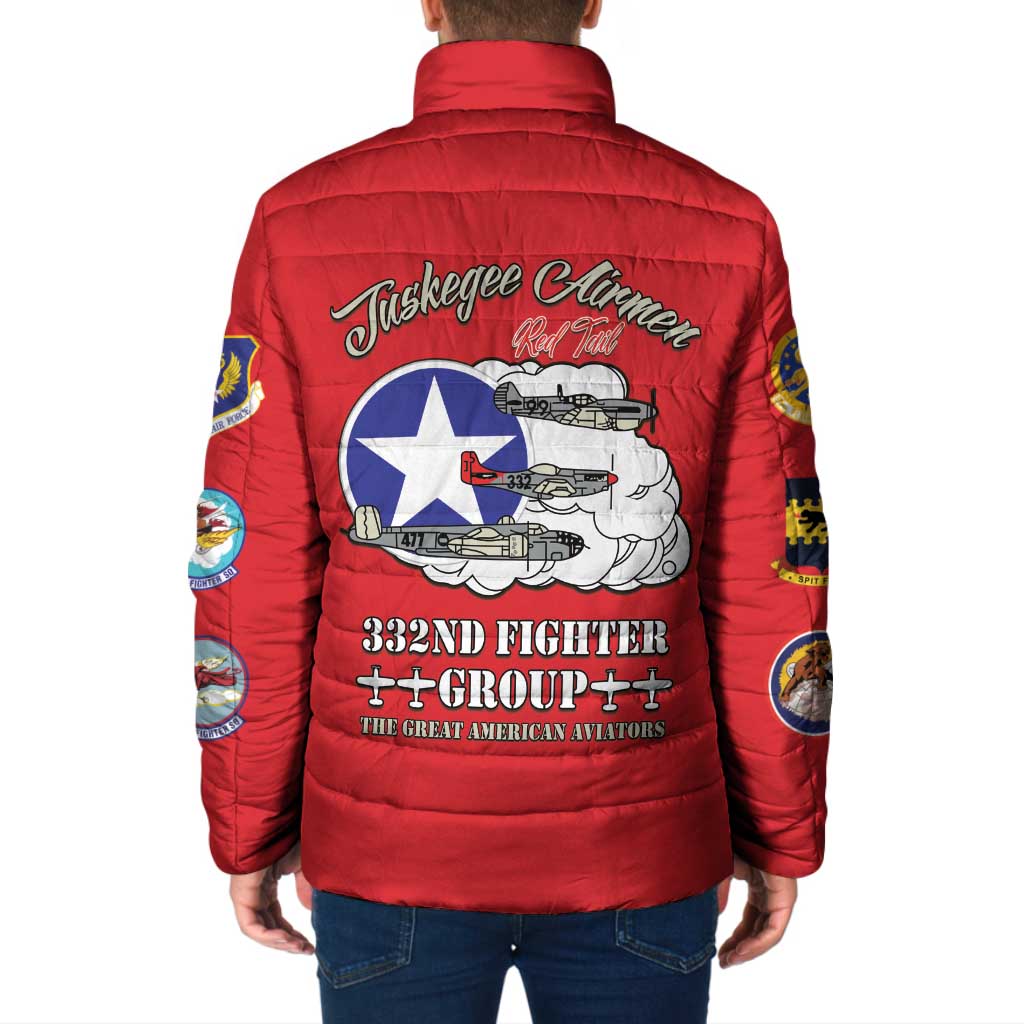 Tuskegee Airmen WWII Heroes Padded Jacket The Great American Aviators Red Art - Wonder Print Shop