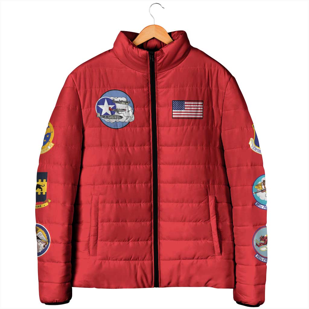 Tuskegee Airmen WWII Heroes Padded Jacket The Great American Aviators Red Art - Wonder Print Shop