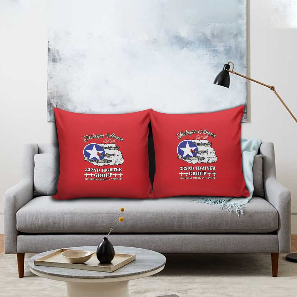 Tuskegee Airmen WWII Heroes Pillow Cover The Great American Aviators Red Art - Wonder Print Shop
