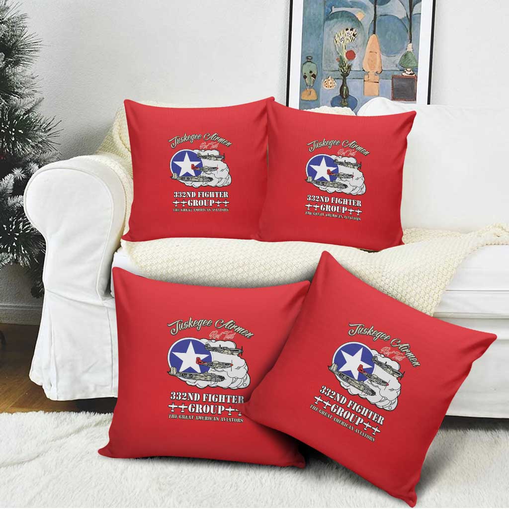 Tuskegee Airmen WWII Heroes Pillow Cover The Great American Aviators Red Art - Wonder Print Shop