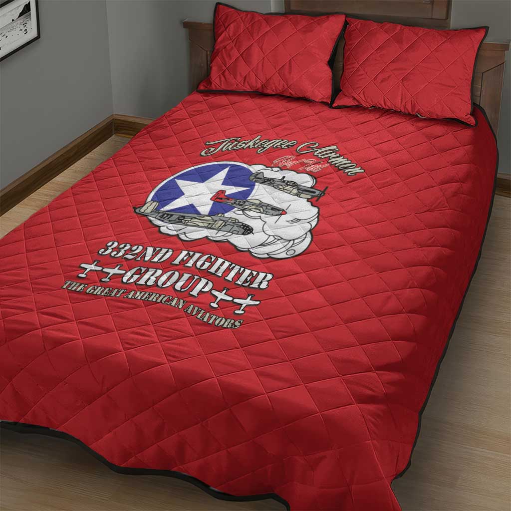 Tuskegee Airmen WWII Heroes Quilt Bed Set The Great American Aviators Red Art - Wonder Print Shop