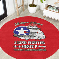 Tuskegee Airmen WWII Heroes Round Carpet The Great American Aviators Red Art - Wonder Print Shop