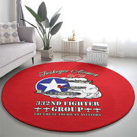 Tuskegee Airmen WWII Heroes Round Carpet The Great American Aviators Red Art - Wonder Print Shop