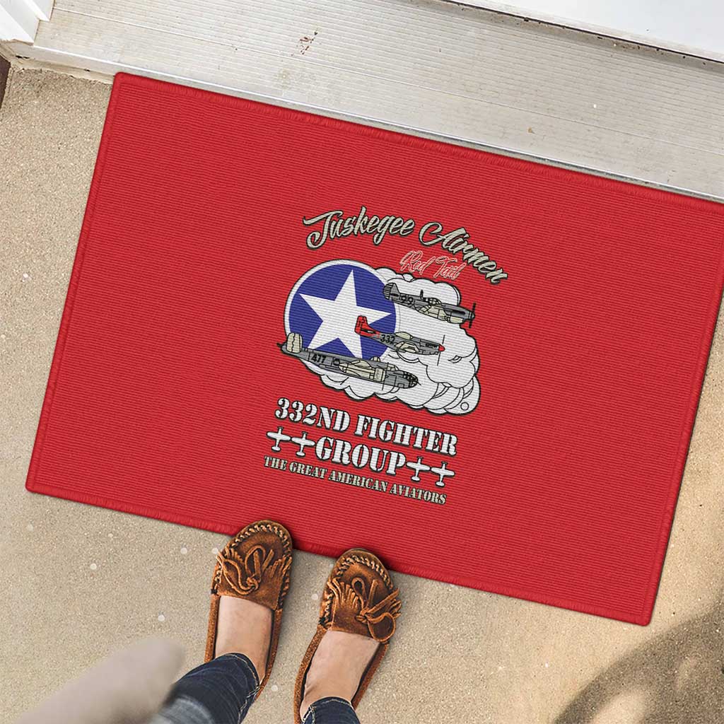 Tuskegee Airmen WWII Heroes Rubber Doormat The Great American Aviators Red Art - Wonder Print Shop