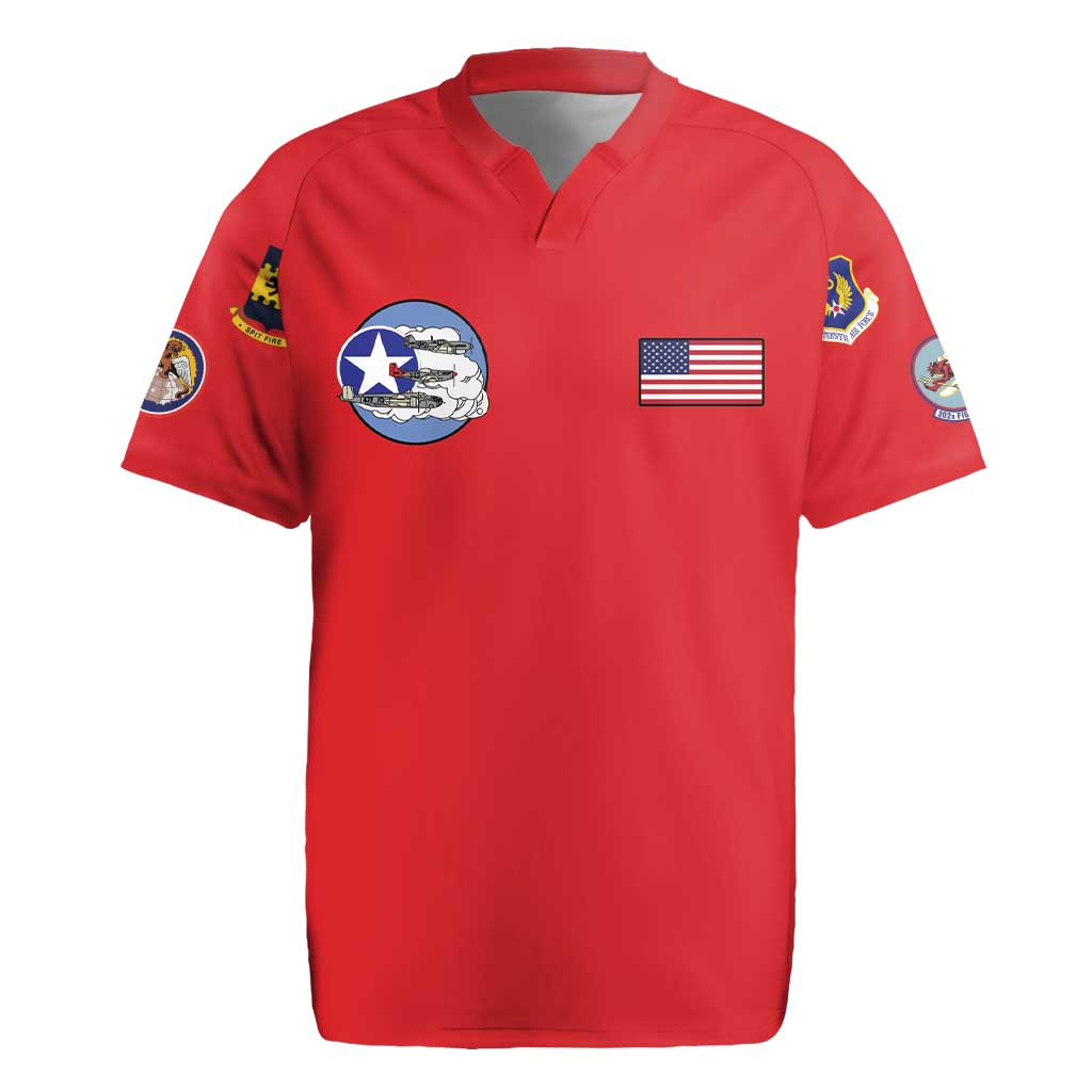 Tuskegee Airmen WWII Heroes Rugby Jersey The Great American Aviators Red Art - Wonder Print Shop
