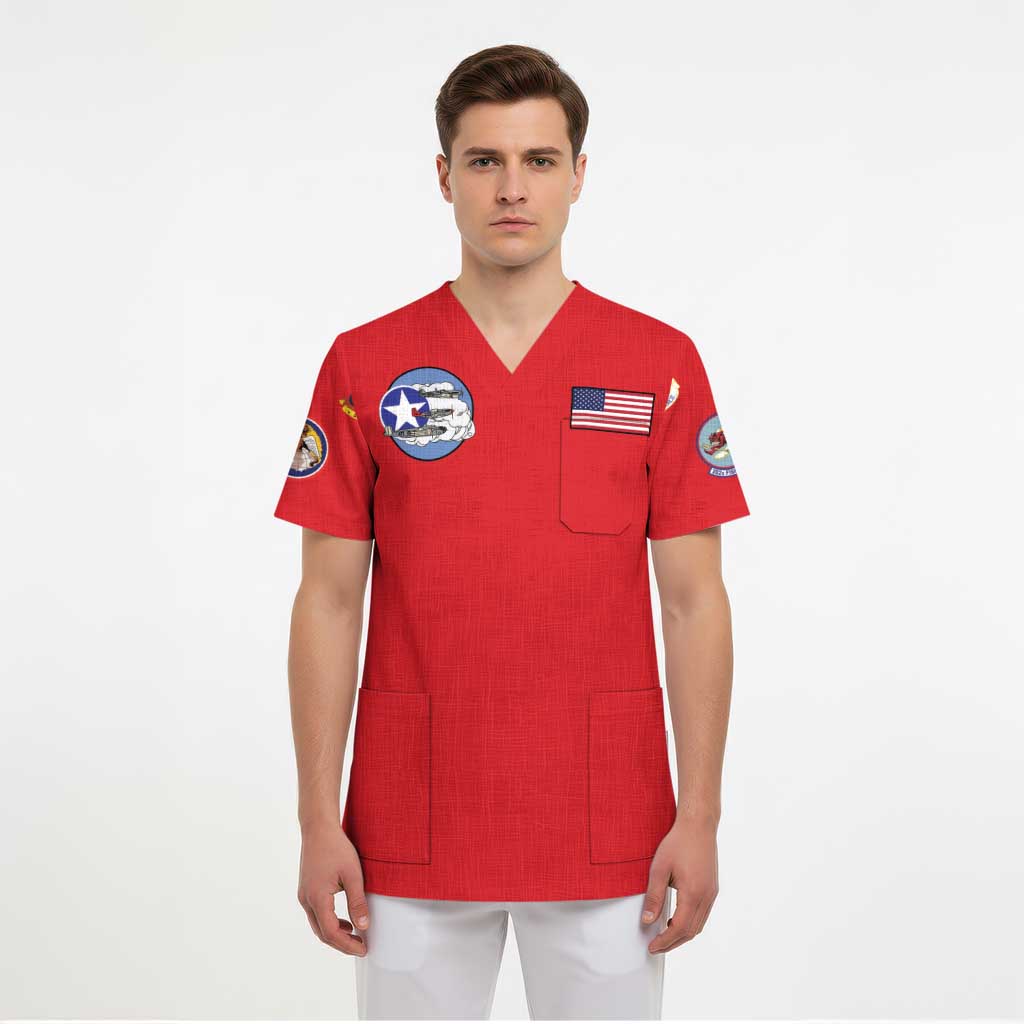 Tuskegee Airmen WWII Heroes Scrub Top The Great American Aviators Red Art - Wonder Print Shop