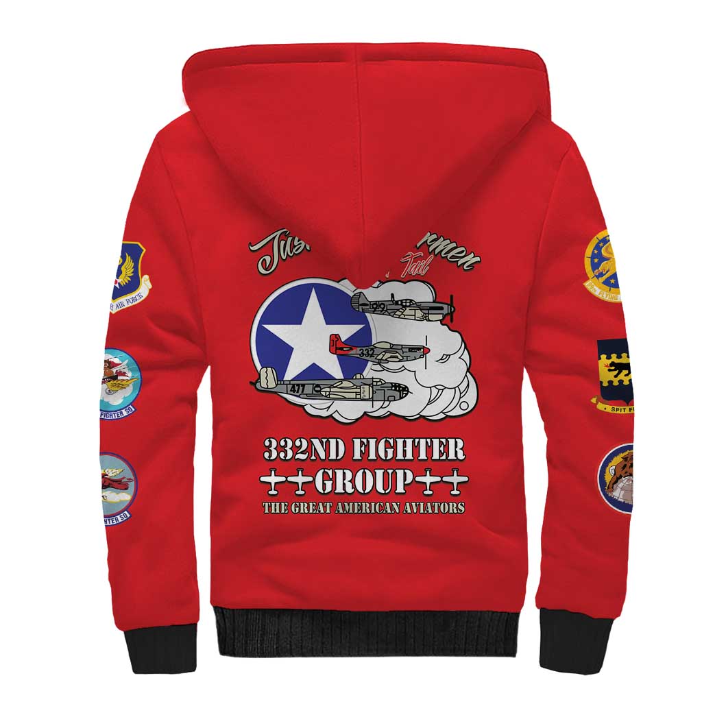 Tuskegee Airmen WWII Heroes Sherpa Hoodie The Great American Aviators Red Art - Wonder Print Shop