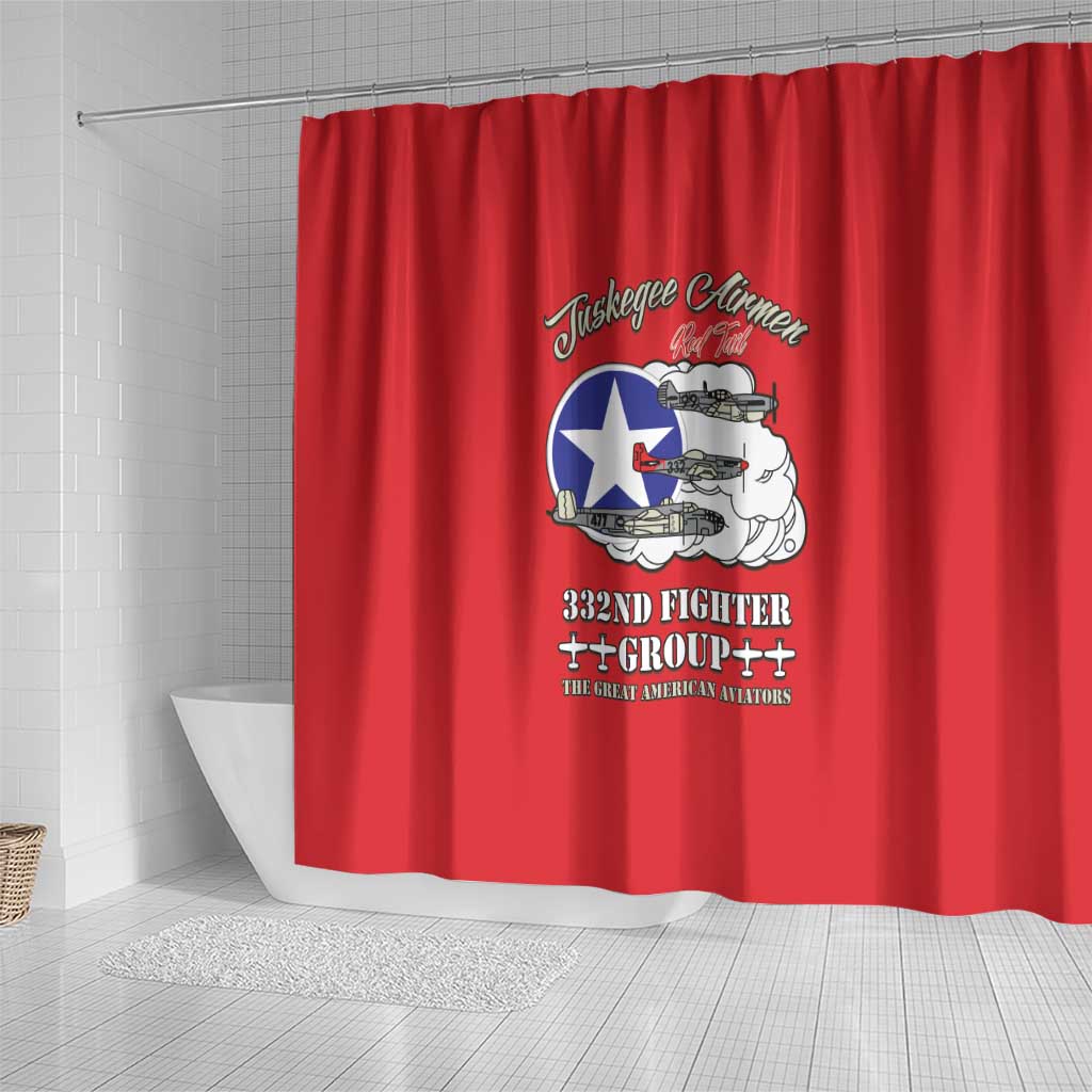 Tuskegee Airmen WWII Heroes Shower Curtain The Great American Aviators Red Art - Wonder Print Shop