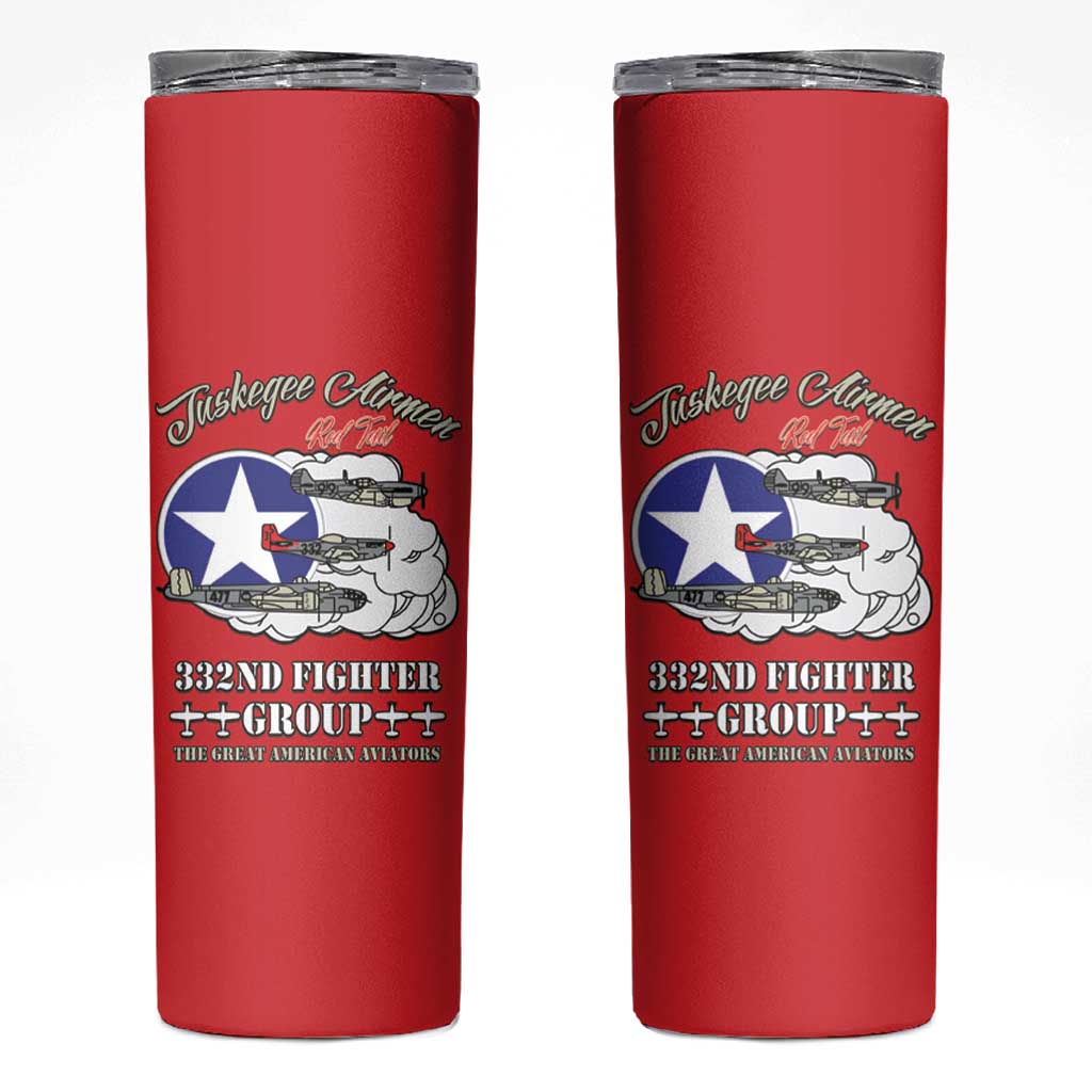 Tuskegee Airmen WWII Heroes Skinny Tumbler The Great American Aviators Red Art - Wonder Print Shop