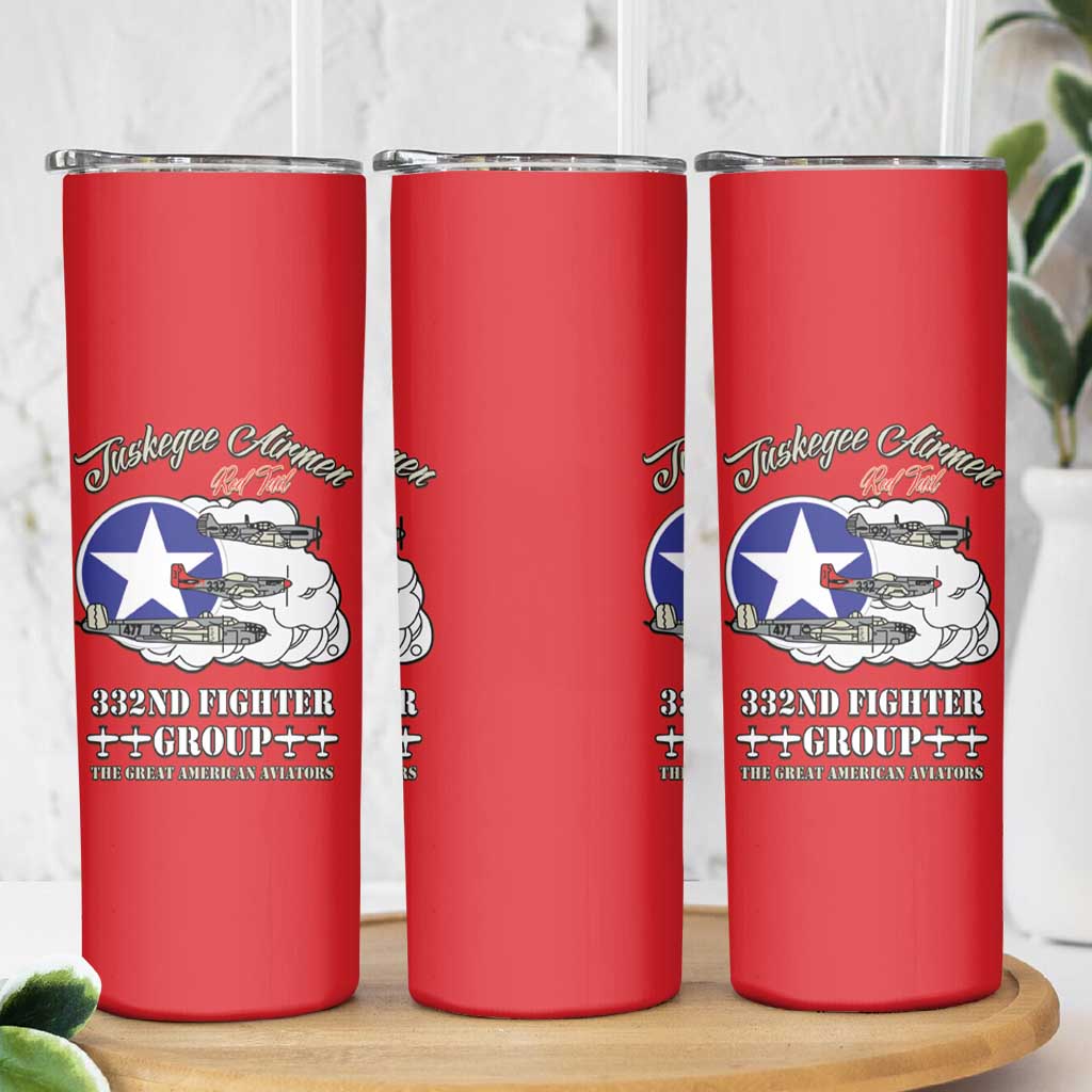 Tuskegee Airmen WWII Heroes Skinny Tumbler The Great American Aviators Red Art - Wonder Print Shop