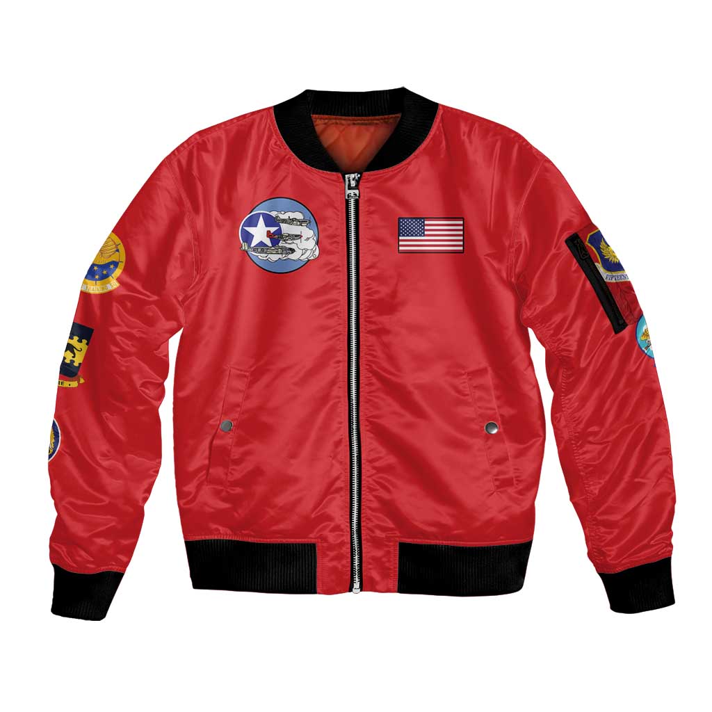 Tuskegee Airmen WWII Heroes Sleeve Zip Bomber Jacket The Great American Aviators Red Art - Wonder Print Shop