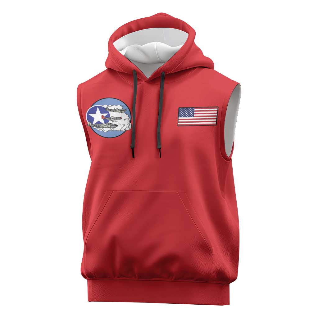 Tuskegee Airmen WWII Heroes Sleeveless Hoodie The Great American Aviators Red Art - Wonder Print Shop