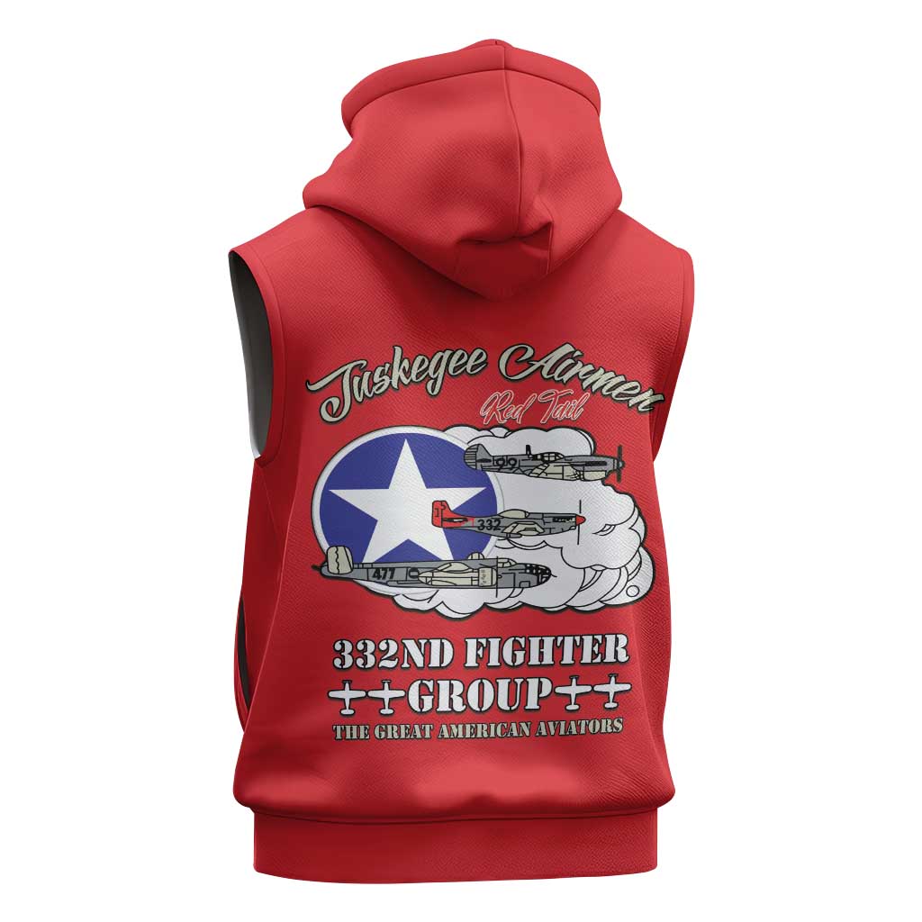Tuskegee Airmen WWII Heroes Sleeveless Hoodie The Great American Aviators Red Art - Wonder Print Shop