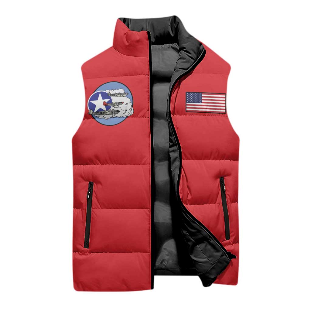 Tuskegee Airmen WWII Heroes Sleeveless Puffer Jacket The Great American Aviators Red Art - Wonder Print Shop