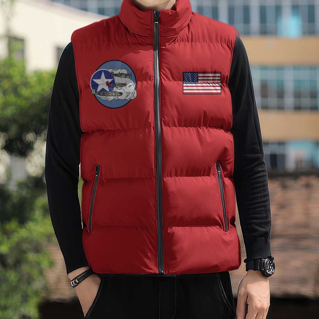 Tuskegee Airmen WWII Heroes Sleeveless Puffer Jacket The Great American Aviators Red Art - Wonder Print Shop