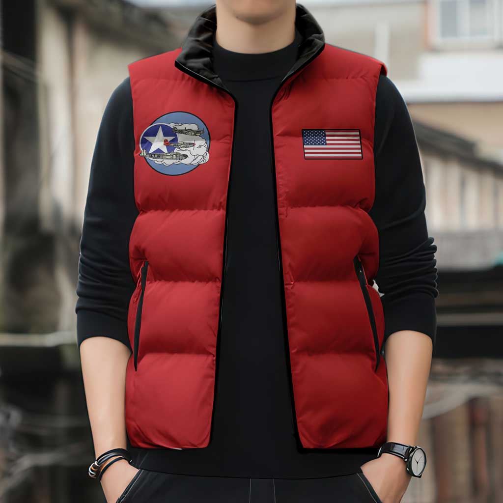 Tuskegee Airmen WWII Heroes Sleeveless Puffer Jacket The Great American Aviators Red Art - Wonder Print Shop