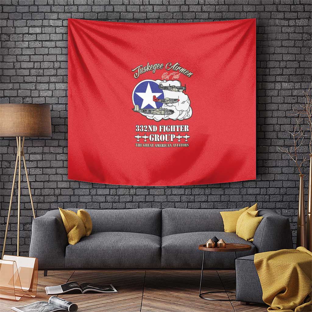 Tuskegee Airmen WWII Heroes Tapestry The Great American Aviators Red Art - Wonder Print Shop