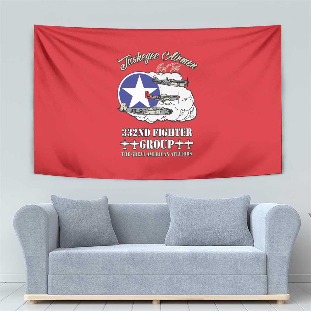 Tuskegee Airmen WWII Heroes Tapestry The Great American Aviators Red Art - Wonder Print Shop