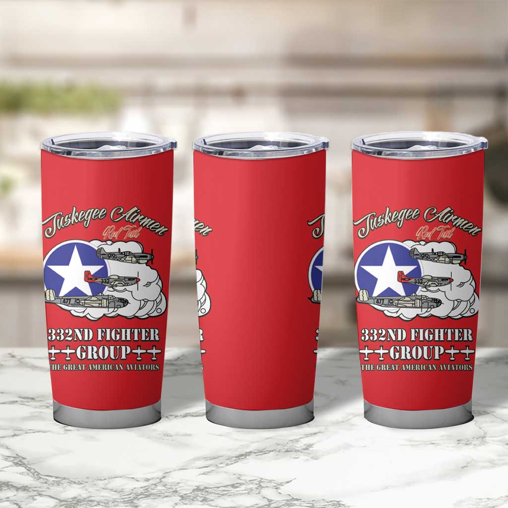 Tuskegee Airmen WWII Heroes Tumbler Cup The Great American Aviators Red Art - Wonder Print Shop