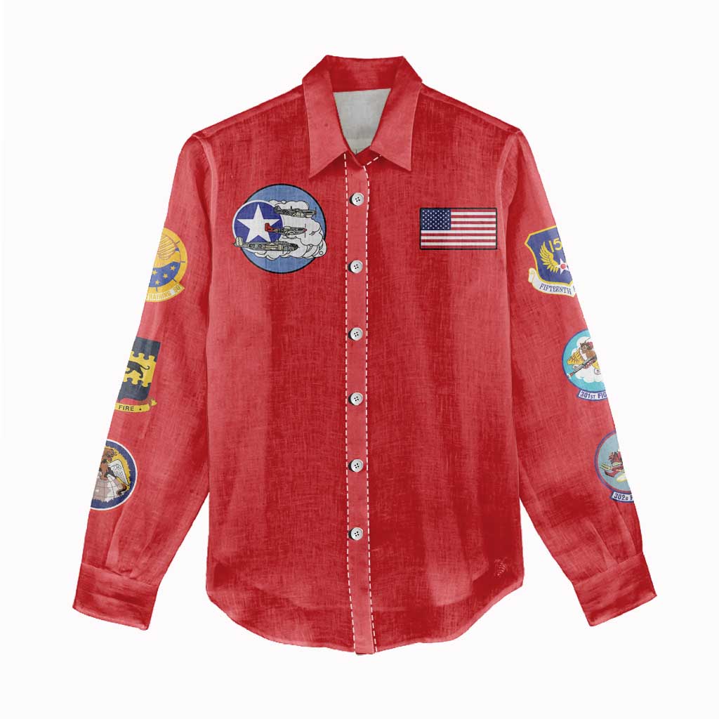 Tuskegee Airmen WWII Heroes Women Casual Shirt The Great American Aviators Red Art - Wonder Print Shop