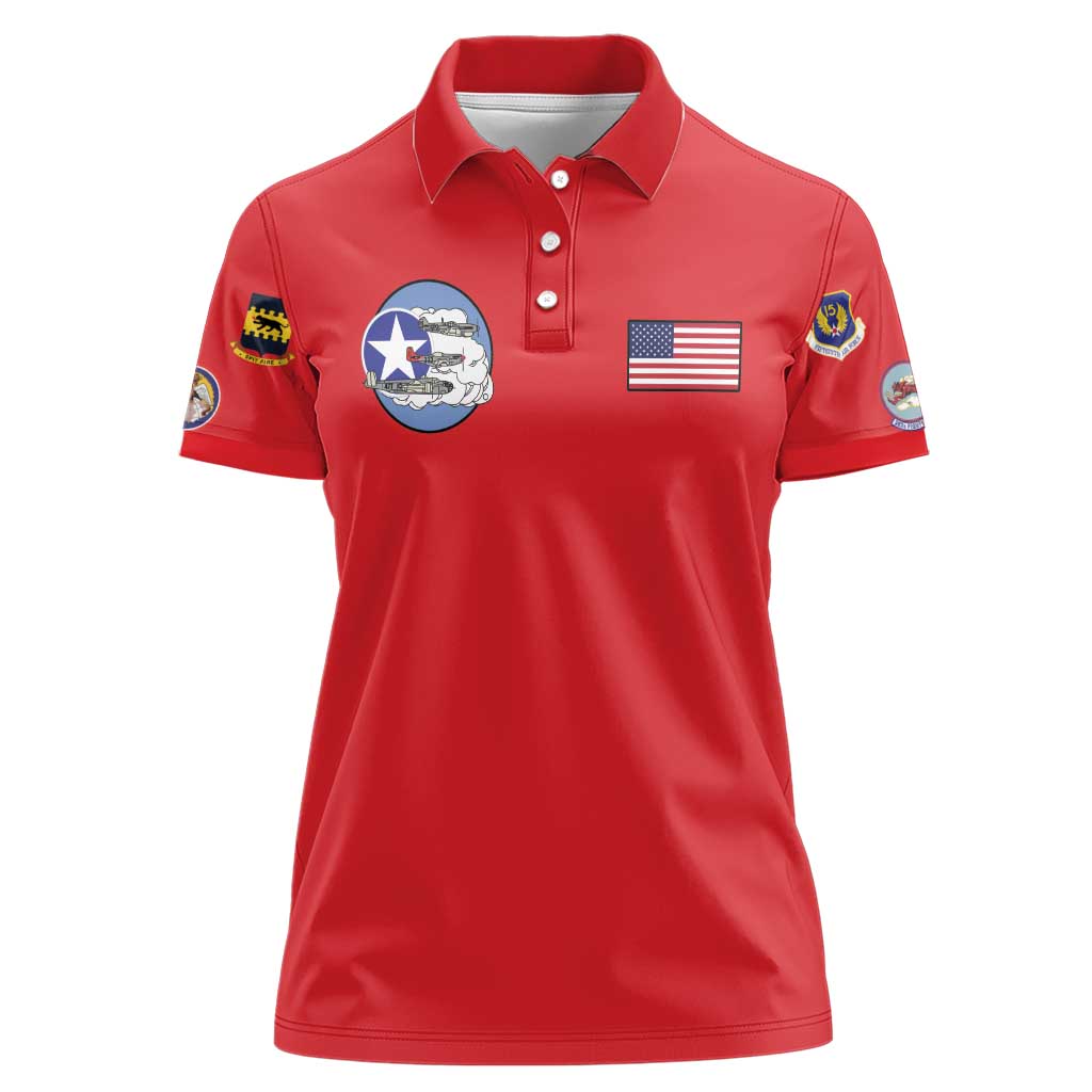 Tuskegee Airmen WWII Heroes Women Polo Shirt The Great American Aviators Red Art - Wonder Print Shop