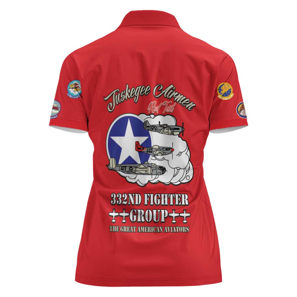 Tuskegee Airmen WWII Heroes Women Polo Shirt The Great American Aviators Red Art - Wonder Print Shop