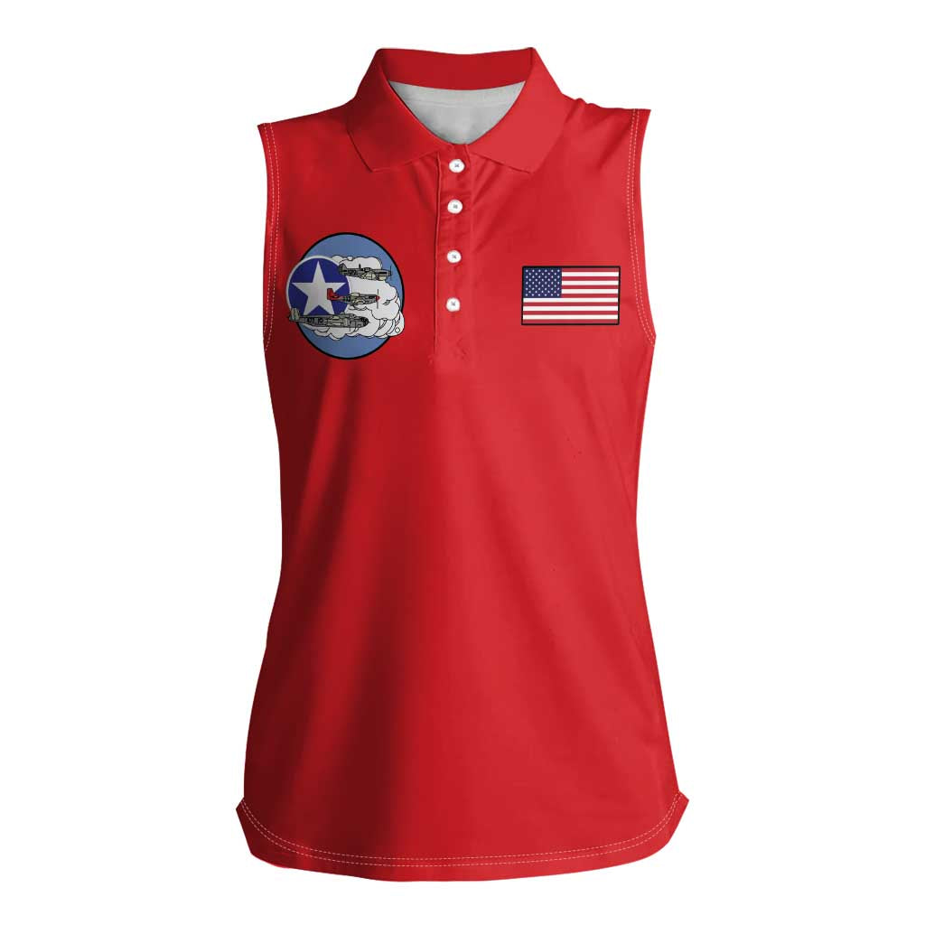 Tuskegee Airmen WWII Heroes Women Sleeveless Polo Shirt The Great American Aviators Red Art - Wonder Print Shop