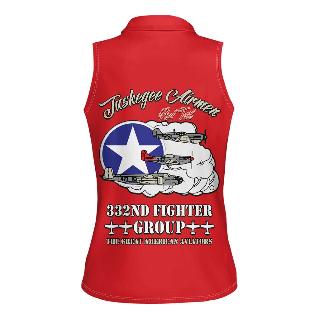 Tuskegee Airmen WWII Heroes Women Sleeveless Polo Shirt The Great American Aviators Red Art - Wonder Print Shop