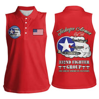Tuskegee Airmen WWII Heroes Women Sleeveless Polo Shirt The Great American Aviators Red Art - Wonder Print Shop
