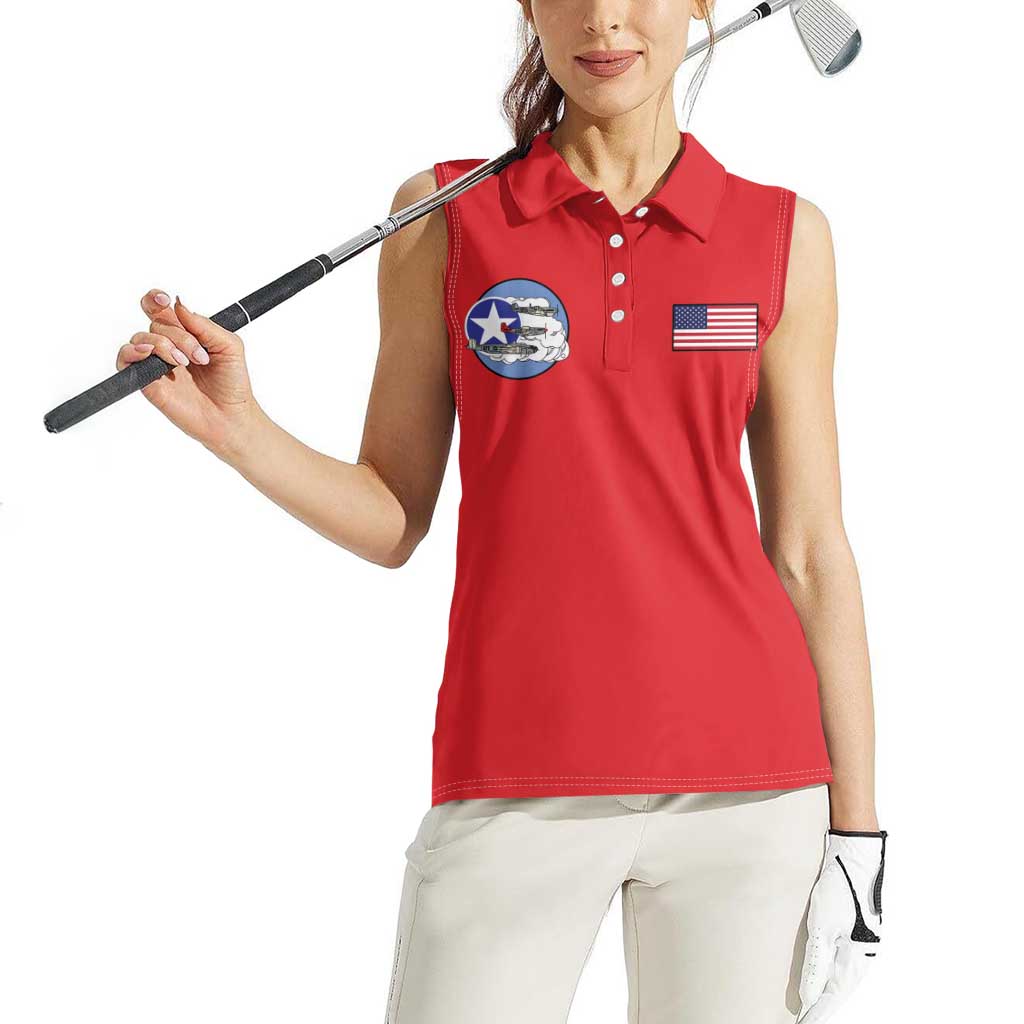 Tuskegee Airmen WWII Heroes Women Sleeveless Polo Shirt The Great American Aviators Red Art - Wonder Print Shop