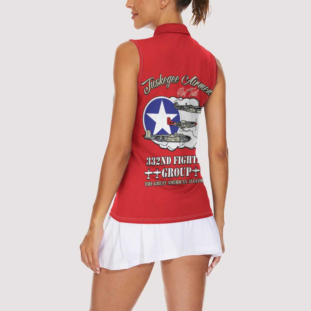 Tuskegee Airmen WWII Heroes Women Sleeveless Polo Shirt The Great American Aviators Red Art - Wonder Print Shop