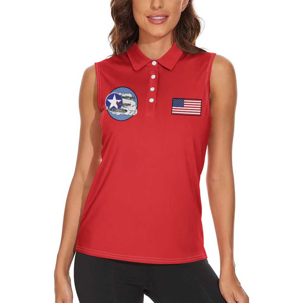 Tuskegee Airmen WWII Heroes Women Sleeveless Polo Shirt The Great American Aviators Red Art - Wonder Print Shop