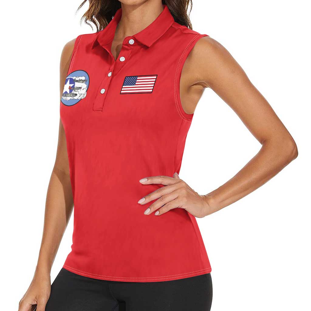 Tuskegee Airmen WWII Heroes Women Sleeveless Polo Shirt The Great American Aviators Red Art - Wonder Print Shop