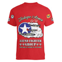 Tuskegee Airmen WWII Heroes Women V-Neck T-Shirt The Great American Aviators Red Art - Wonder Print Shop