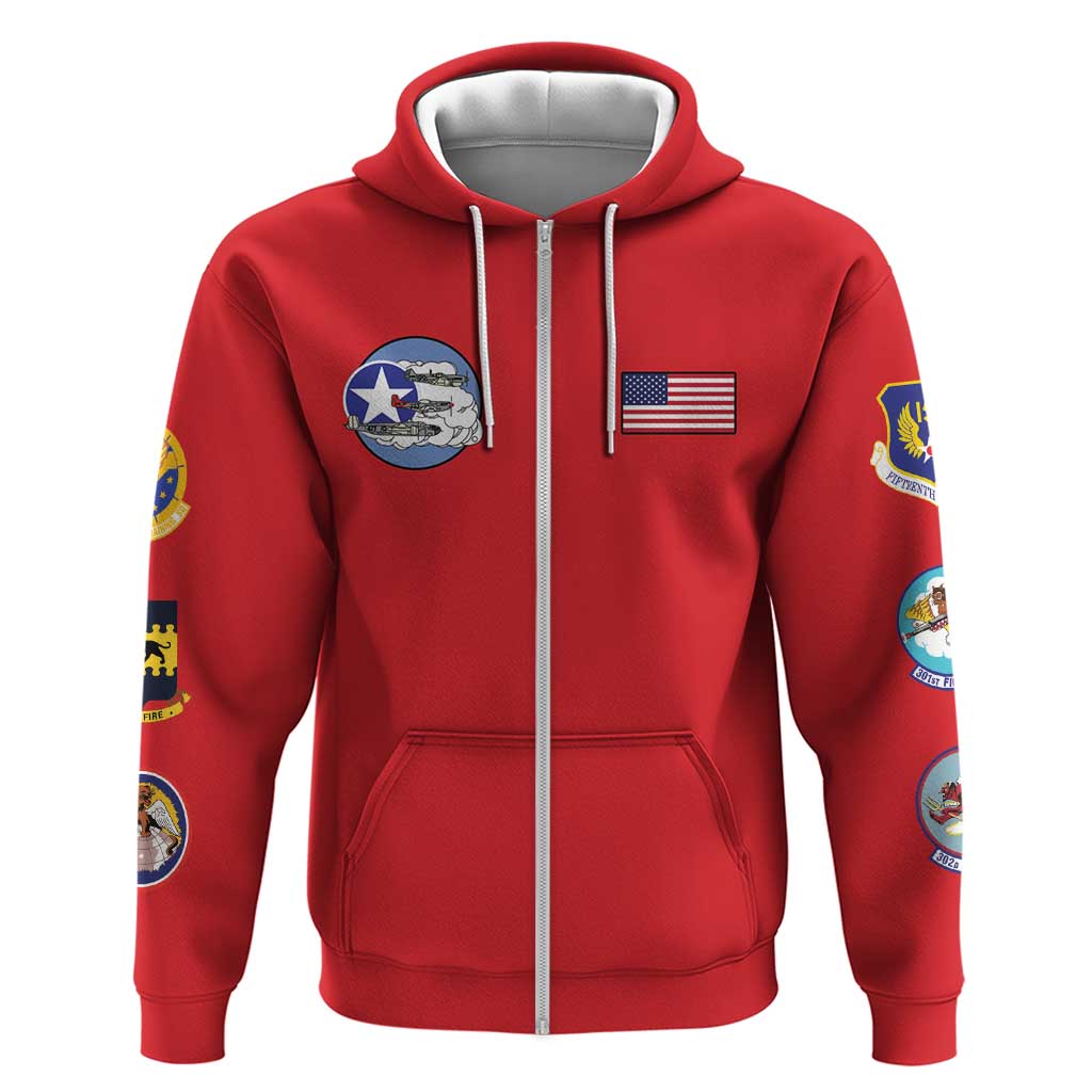 Tuskegee Airmen WWII Heroes Zip Hoodie The Great American Aviators Red Art - Wonder Print Shop