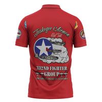 Tuskegee Airmen WWII Heroes Zipper Polo Shirt The Great American Aviators Red Art - Wonder Print Shop